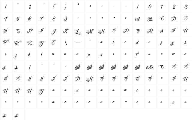 Afterschool Festival Regular  glyph index