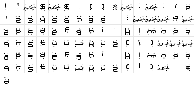 SF Technodelight Regular  glyph index