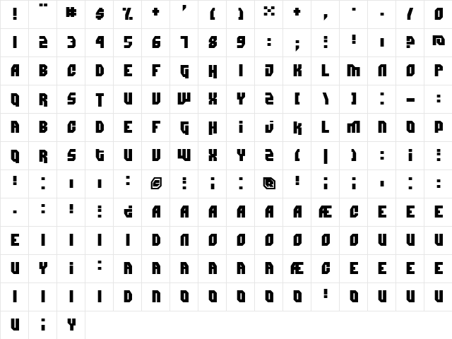 Dimitri Regular  glyph index