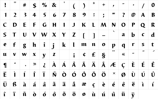 BarbedorTHeaRo1 Regular  glyph index