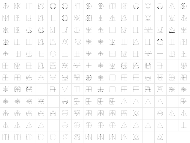 LTReneeDisplay Lines Regular  glyph index