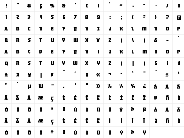 Master Breaker Title Regular  glyph index