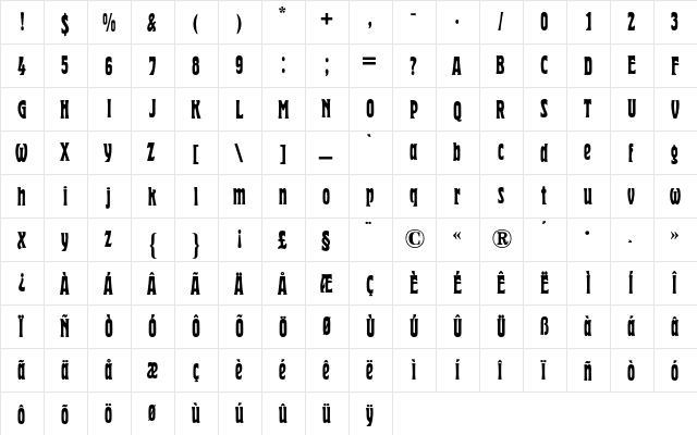 Herold Reklameschrift BQ Regular  glyph index