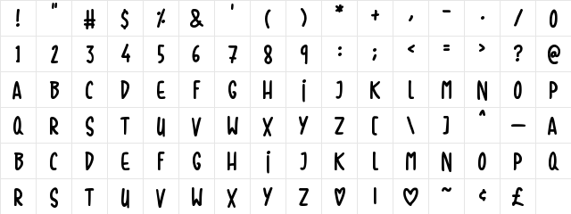 Sudden Desires Regular  glyph index