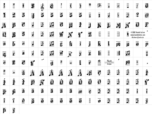Melody MakerDemo Regular  glyph index