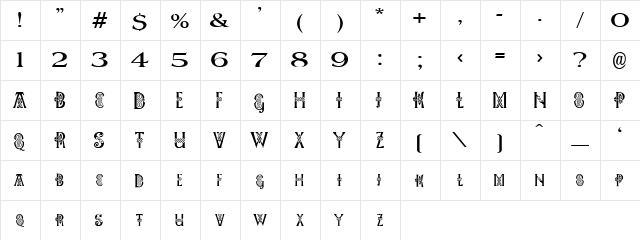 Mortise Regular  glyph index