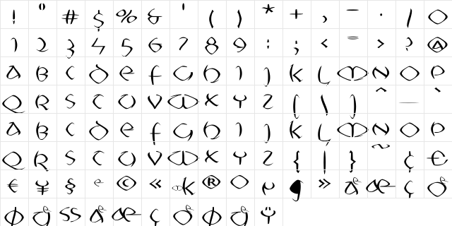 Uncitronica Regular  glyph index