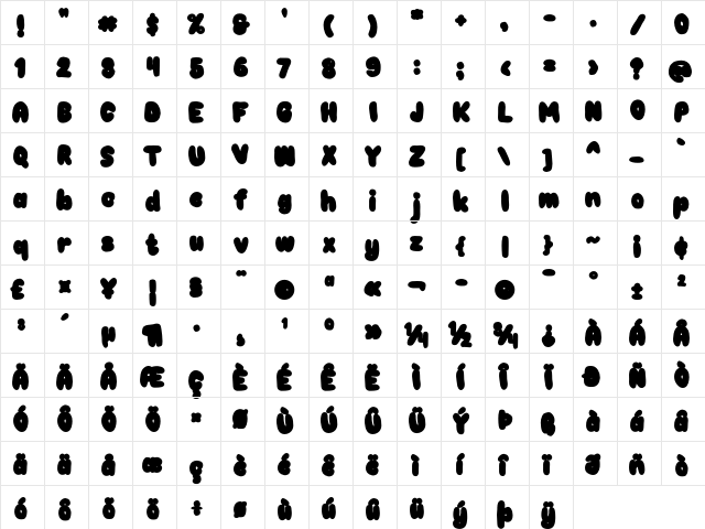 Choko Outline Regular  glyph index