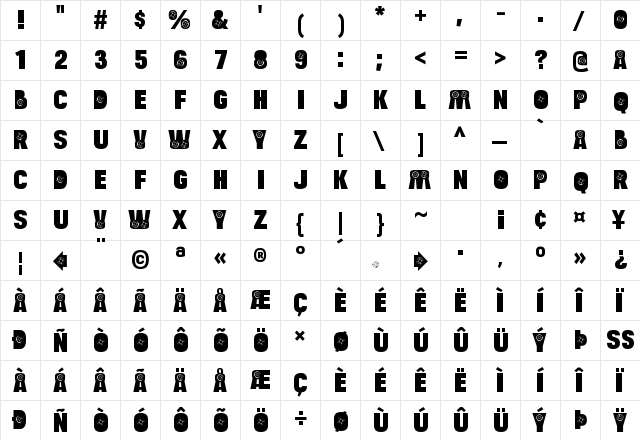 Bulltoad Crosshair Regular  glyph index