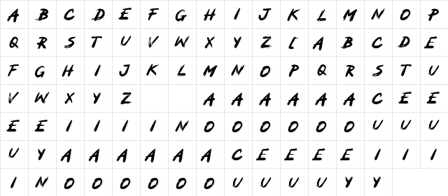 MOCKER Regular  glyph index