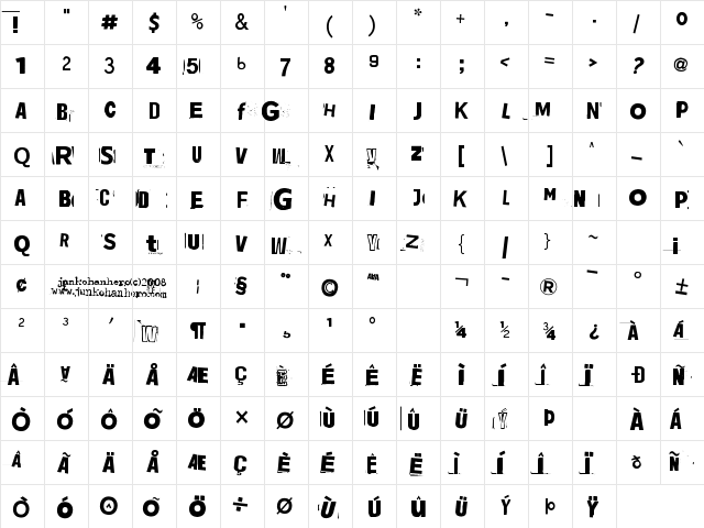 Jadefedga[08] Regular  glyph index