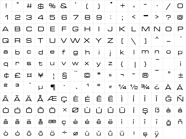 00797 Regular  glyph index