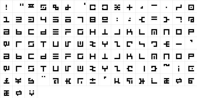 UltraLine Regular  glyph index