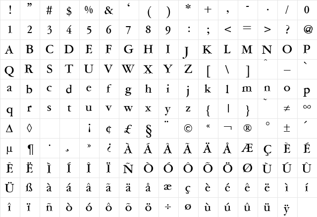 AmsterdamerGaramont Bold  glyph index