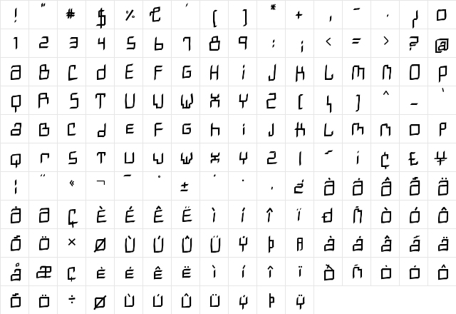 Marvin Medium  glyph index