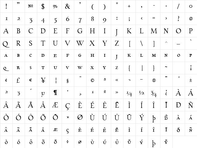 TaskSmall Caps Regular  glyph index