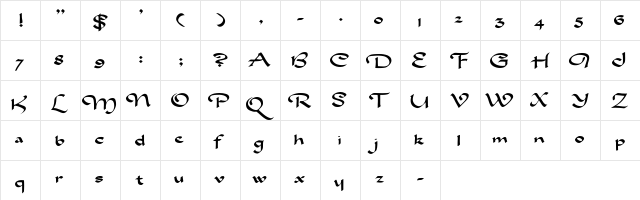 CallifontsA09PostScript Regular  glyph index