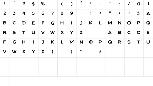 Jacked_Font Medium  glyph index