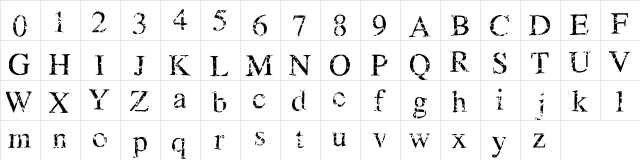 LHF Rawson & Evans Regular  glyph index