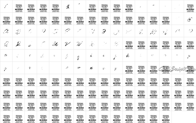 Guld Script Color PERSONAL Regular  glyph index