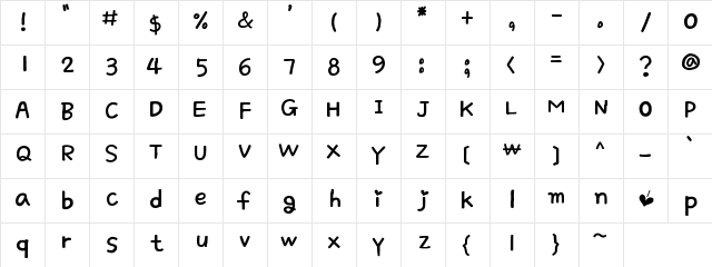 Simple Love Regular  glyph index