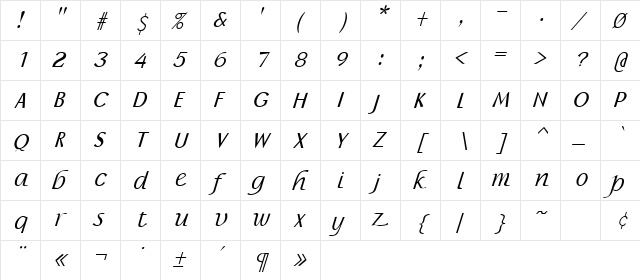 Labdanum Oblique  glyph index