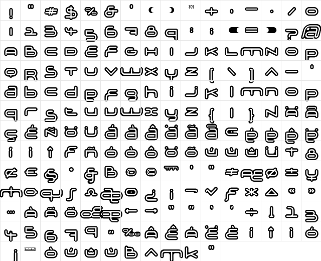 Adrenalin BubbleOutline  glyph index