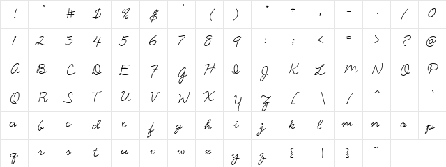Scrap Script Regular  glyph index