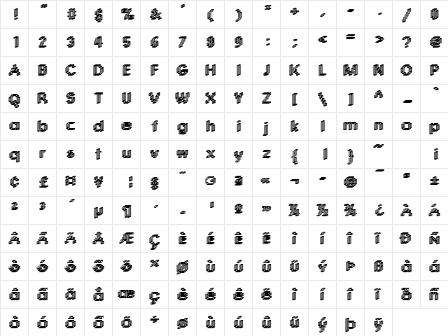DTCRoughM04 Regular  glyph index