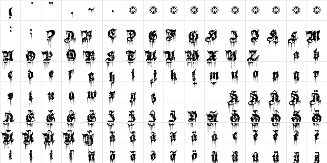 Burn The Witch Regular  glyph index