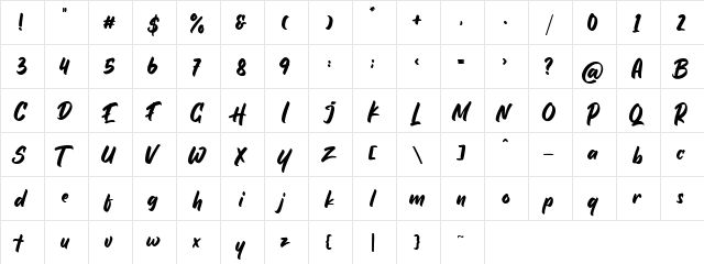 Hotham Regular  glyph index
