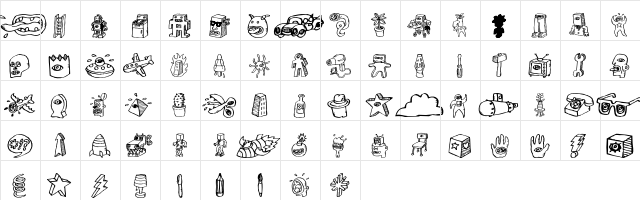 Bokka DrawingsTwo  glyph index