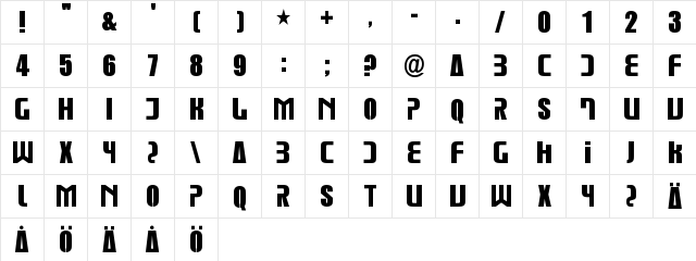 New Regular  glyph index