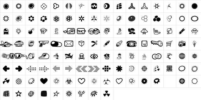 Iconografica Regular  glyph index
