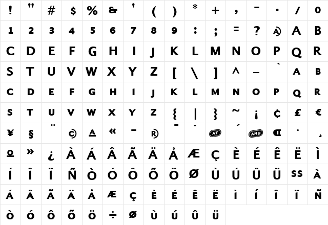 Alphabet4 Bold  glyph index