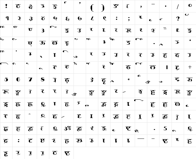 AkrutiDevVichitra Normal  glyph index