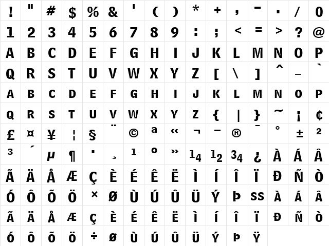 BellCentennialListing Bold  glyph index