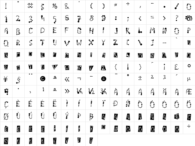 LHKropki Regular  glyph index