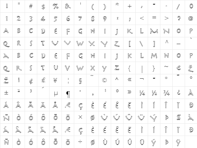 Herculanum LT Outline Regular  glyph index