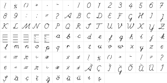 Hand Escort Regular  glyph index