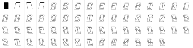Domino normal kursiv omrids Regular  glyph index