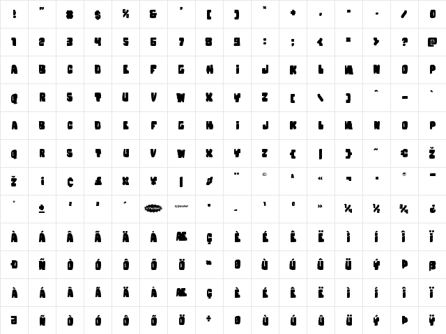 Nobody's Home Expanded Expanded  glyph index