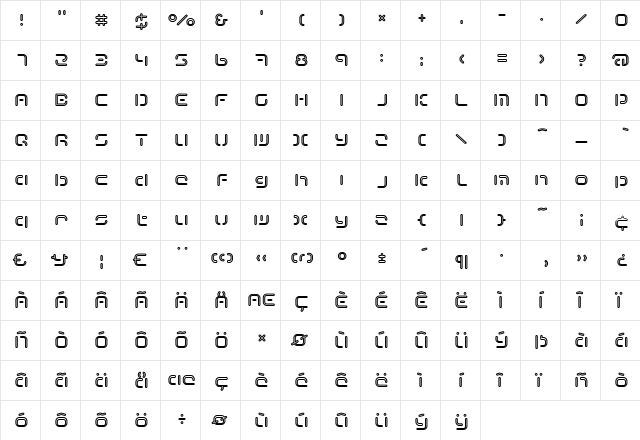 Term Regular  glyph index