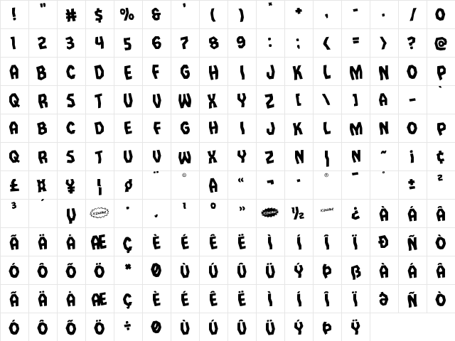 Vampire Bride Rotated Regular  glyph index