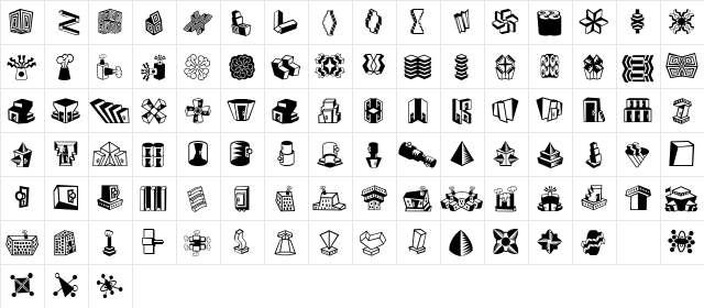 Mini Pics LilFeatures  glyph index