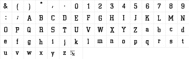 Varsity Playbook Regular  glyph index