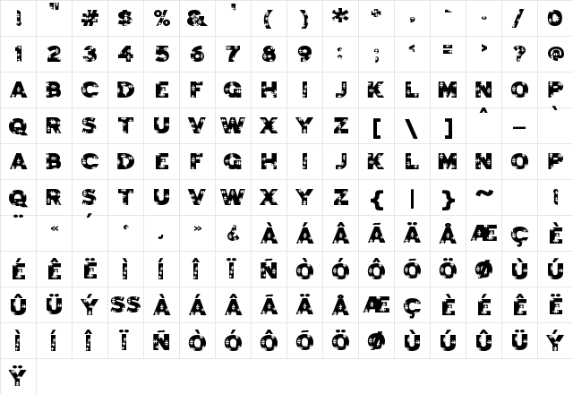 Jigsaw Trouserdrop Regular  glyph index