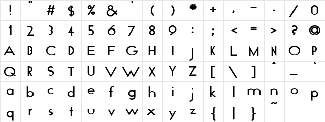 Geo-Bold Regular  glyph index