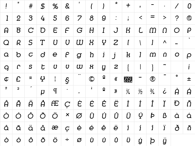 Medfly Regular  glyph index