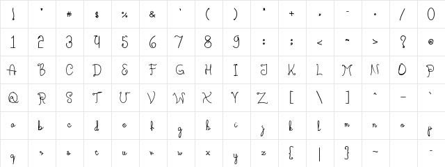 Adipilia Regular  glyph index